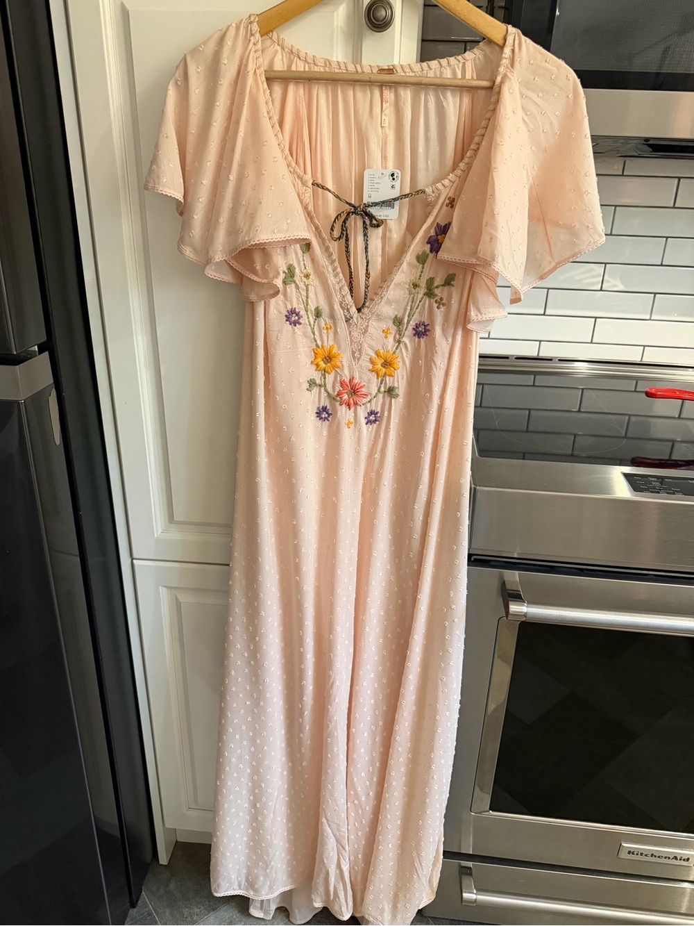 Free People Savannah Rose Midi Dress in Pink Shell Sz M - Picture 5 of 11